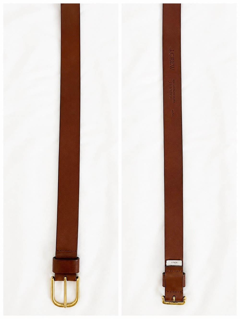 J. Crew Brown Leather Belt with Gold-Tone Buckle